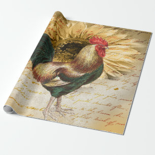 Papier Cadeau Découpage de l'Ephémère du coq vintage