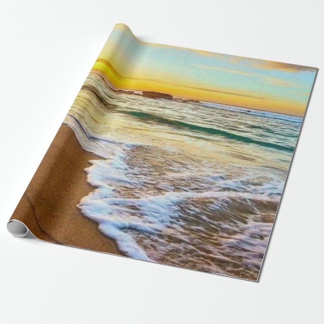 Papier Cadeau Découpage du coucher de soleil sur la plage (Déroulé)