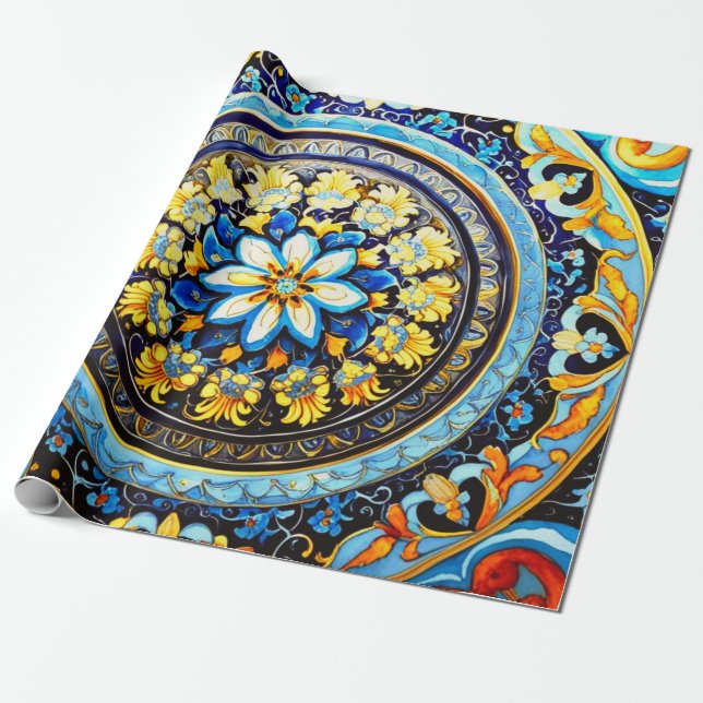 Papier Cadeau Découpage Florale espagnole romaine médiévale (Déroulé)