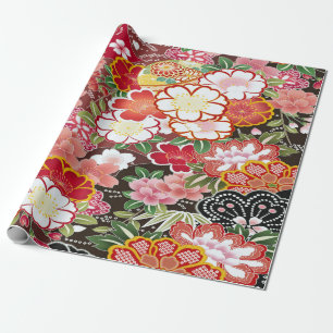 Papier Cadeau Découpage florale japonaise en fleurs de cerisier