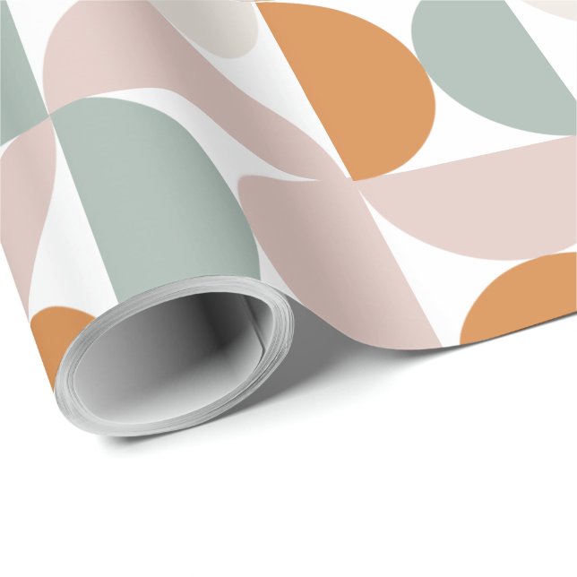Papier Cadeau Découpage géométrique moderne orange rose vert (Coin rond)