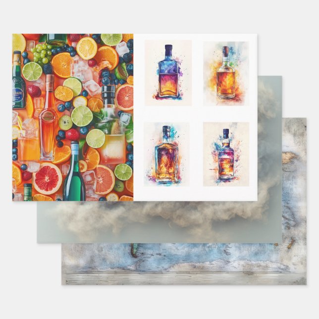 Papier cadeau Decoupage USA, carte & bar (Lot)