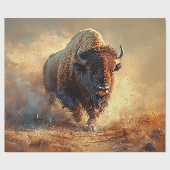 Papier Cadeau Découpage Wild West Bison (Plat)