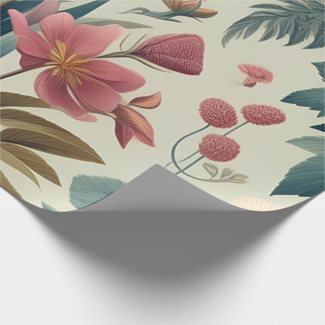 Papier Cadeau Découvrez un superbe motif botanique floral printa (Coin)
