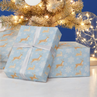 Papier Cadeau Deer and Rabbit Leaping Christmas