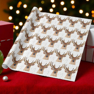 Papier Cadeau Deer Noël aquarelle Motif Woodland Brown W