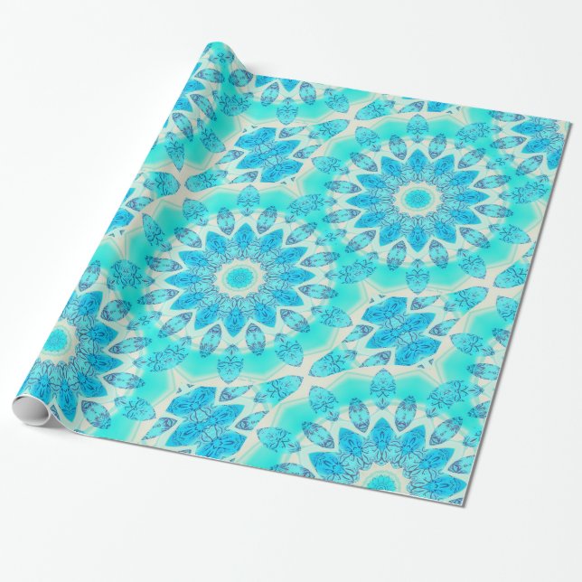 Papier Cadeau Déesse bleue de glace, cristaux abstraits de (Déroulé)