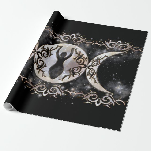 Papier Cadeau Déesse Tribale de Moonstone Triple Lune (Déroulé)