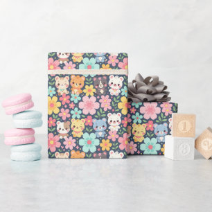Papier Cadeau Défilé des amis de la forêt Motif d'animaux mign