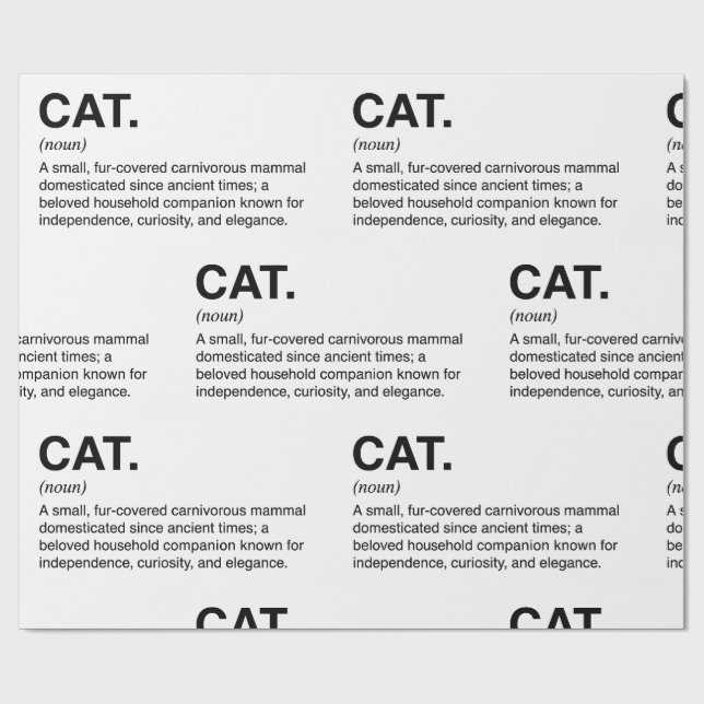 Papier Cadeau Définition de chat Nom Amoureux de chat drôle (Plat)