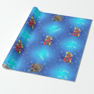 Papier Cadeau Dégradé Bleu avec Étoiles Paix et Joie