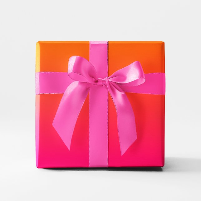 Papier Cadeau Dégradé Orange Fuchsia (Fuchsia Orange Ombre Gradient Wrapping Paper)
