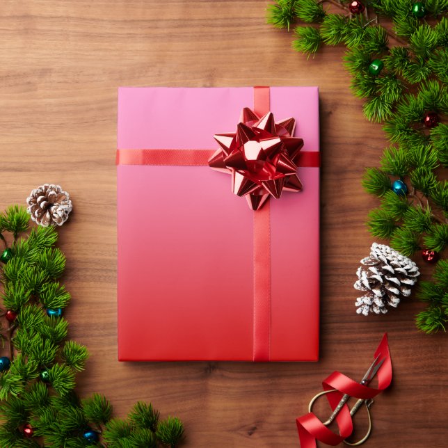 Papier Cadeau Dégradé Rose Rouge Ombré #2 (Cadeau de vacances)