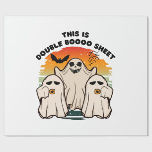 Papier Cadeau Déguisement Halloween Fantôme Drôle Boo