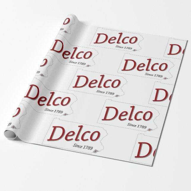 Papier Cadeau Delco depuis 1789 rouge noir et gris (Déroulé)
