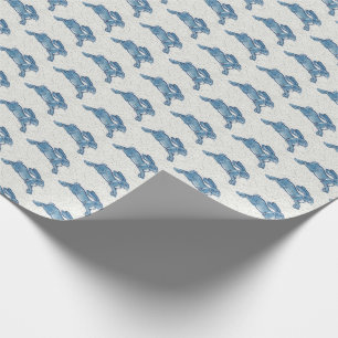 Papier Cadeau Delft Blue White Lapin Lièvre Vintage Dedham