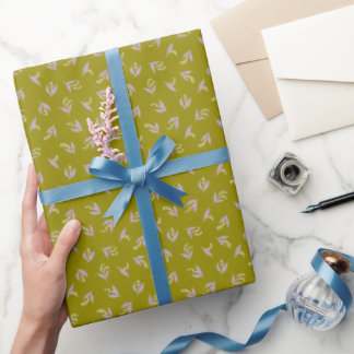 Papier cadeau délicat 'Sprigs' vert olive