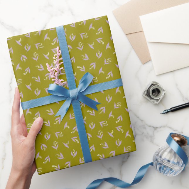 Papier cadeau délicat 'Sprigs' vert olive (Cadeaux)