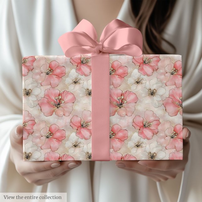 Papier Cadeau Delicate pale pink and gold 60th birthday wrap (Delicate pale pink and gold 60th birthday wrap Wrapping Paper)