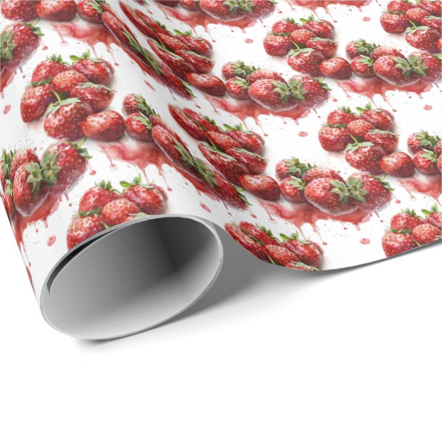 Papier cadeau d'emballage de fraise (Coin rond)