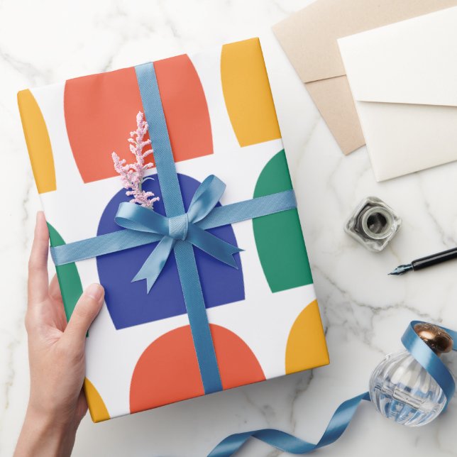 Papier Cadeau Demi-cercle coloré géométrique (Cadeaux)