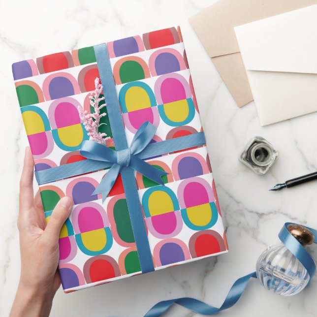 Papier Cadeau Demi-cercle géométrique coloré (Cadeaux)