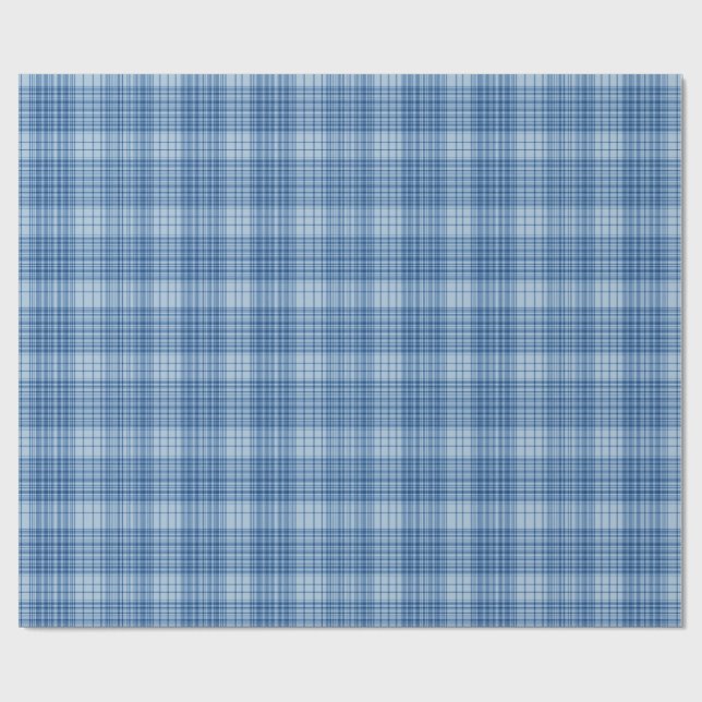 Papier Cadeau Denim Blue Classic Plaid (Plat)