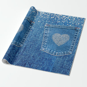 Papier Cadeau Denim Jeans Pocket Russe Pays Diamants Occidentaux
