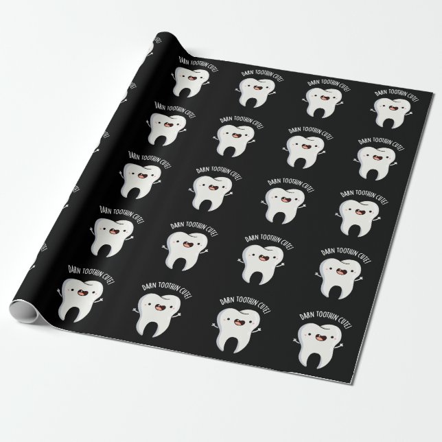 Papier Cadeau Dent foncée dans mignonne amusant jeu de dents Bis (Déroulé)