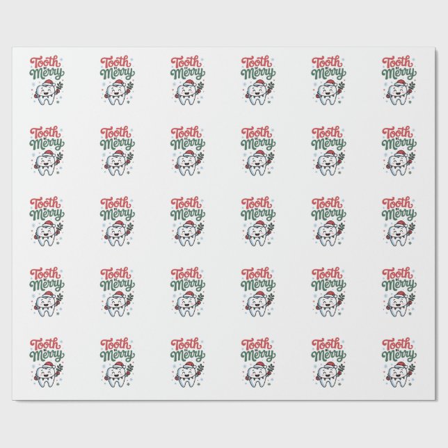 Papier Cadeau Dent pour être joyeuse Dentiste Noël Xmas  (Plat)