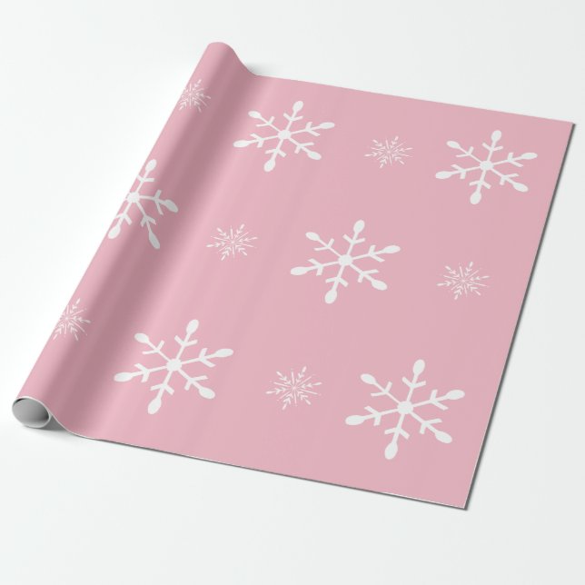 Papier Cadeau Dentelez avec Noël blanc des flocons de neige | (Déroulé)