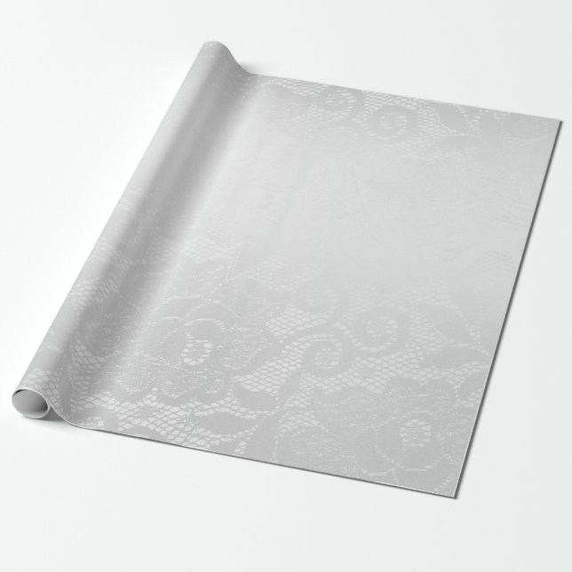 Papier Cadeau Dentelle de dentelle blanc gris argenté (Déroulé)
