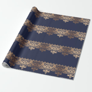 Papier Cadeau Dentelle d'or décor romantique dégradé lacy de bro