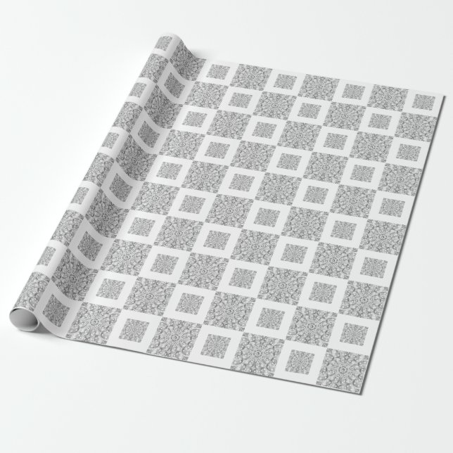 Papier Cadeau Dentelle en céramique Gris (Déroulé)