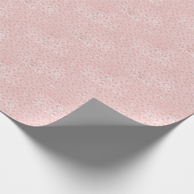 Papier Cadeau Dentelle métallique rose métallisé rustique vintag (Coin)