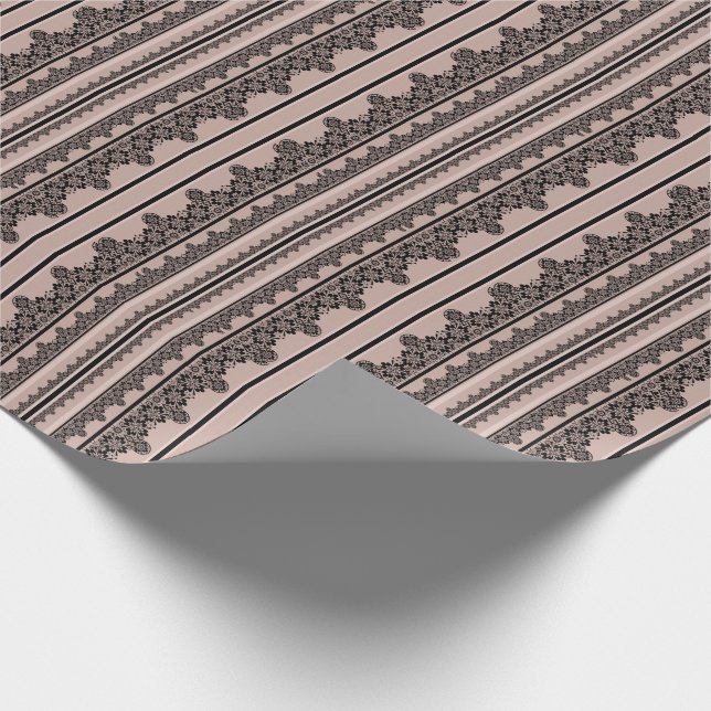 Papier Cadeau Dentelle noire, ajourée, arrière - plan marron, be (Coin)
