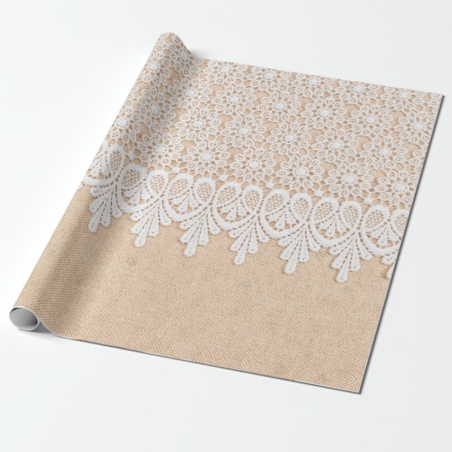 Papier Cadeau Dentelle ornementale blanche sur la conception du  (Déroulé)