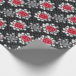Papier Cadeau Dentelle Rose Goth Métal lourd