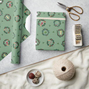 Papier Cadeau Des couronnes de Noël ornées d'ornements sur le ve