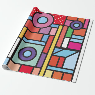 Papier Cadeau Des éléments géométriques tendance memphis design.