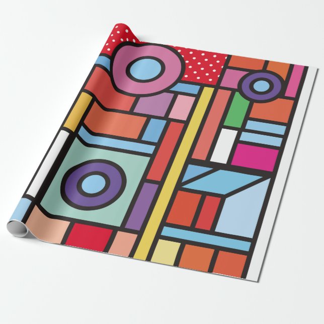 Papier Cadeau Des éléments géométriques tendance memphis design. (Déroulé)