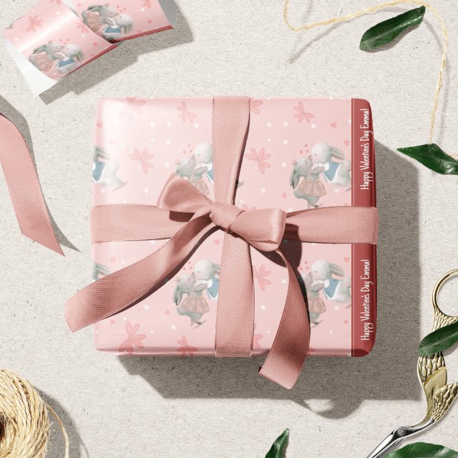Papier Cadeau Des lapins mignons sur le Motif de la Saint Valent (Créateur téléchargé)