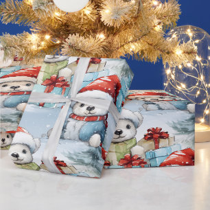 Papier Cadeau Des oursons polaires fêtent Noël