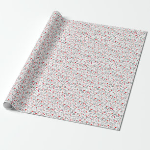 Papier Cadeau Des phrases d'amour, des coeurs de gribouillis, de