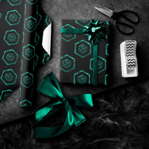Papier Cadeau Dés RPG Émeraude Jeu de société rétro Gamer Fant