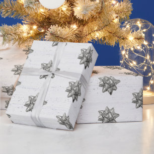 Papier Cadeau Des vaches d'argent sur le bois blanc