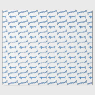Papier Cadeau Descriptions de mosaïque Delft Blue Dachshunds