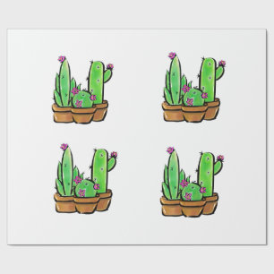 Papier Cadeau Désert à fleurs roses Cactus cactus cactus succule