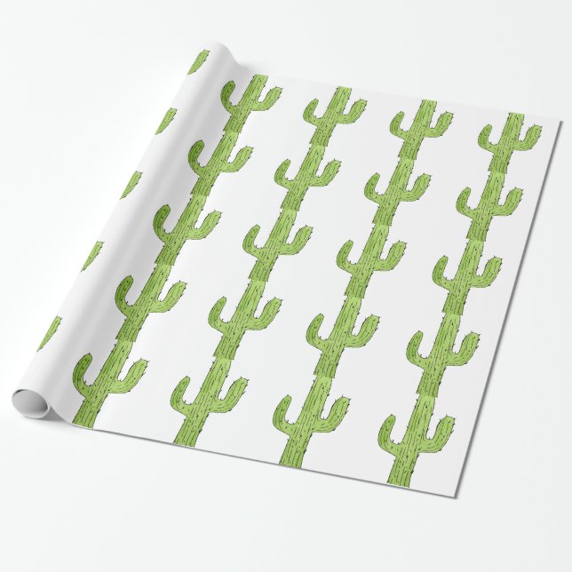 Papier Cadeau Desert Cactus Desert Plantes Cactus Tree Design (Déroulé)