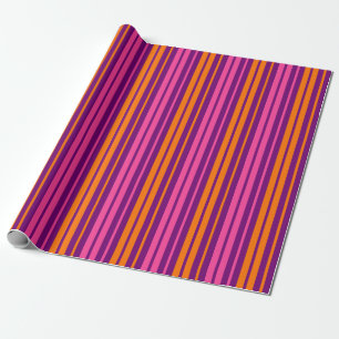 Papier Cadeau Design à rayures verticales rose orange violet  